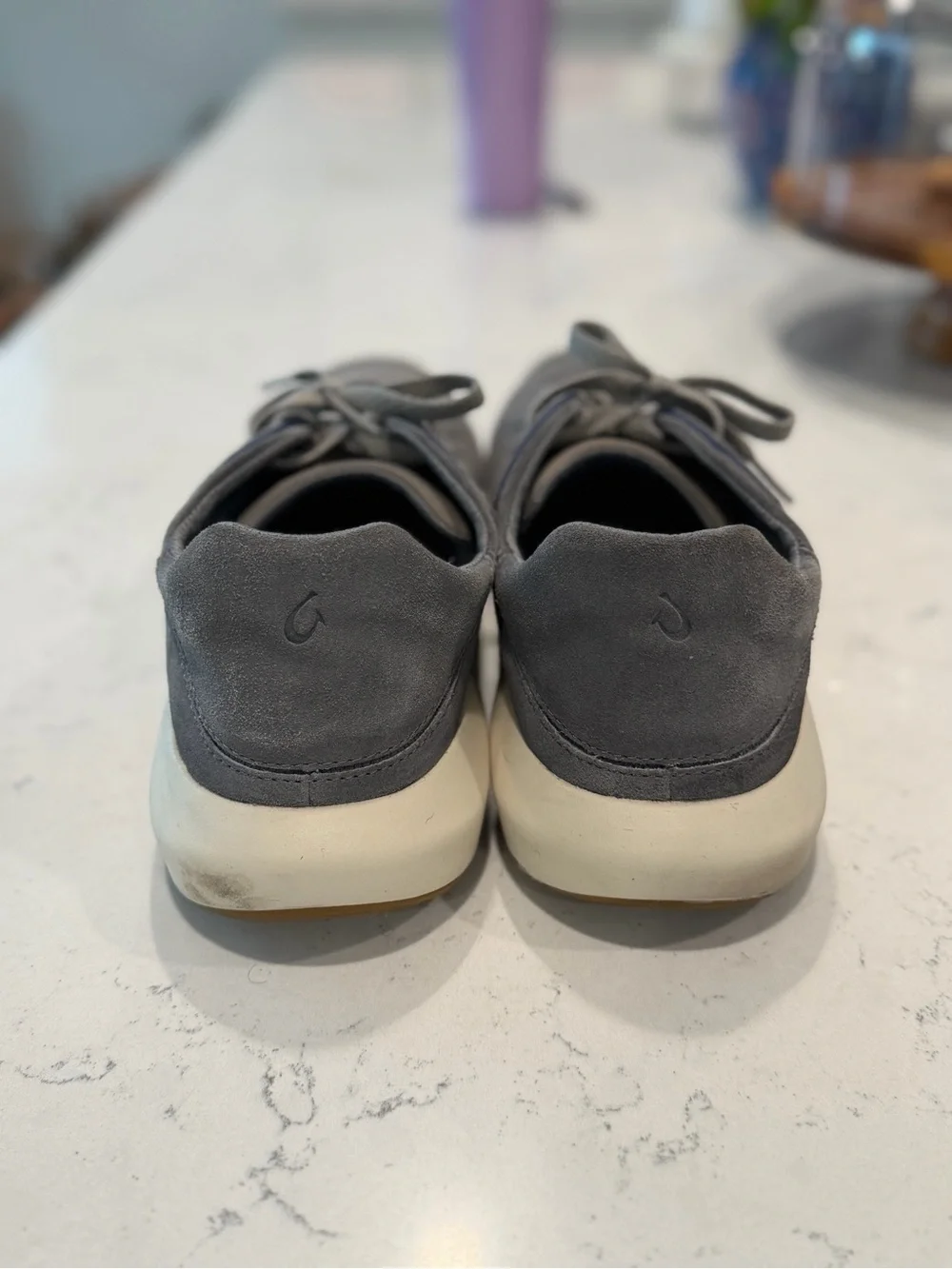 OluKai Men's Gray Suede Lace-Up Sneakers